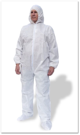 Picture of Cleanroom Coverall with Hood and Boot Covers Sunlite Ultra Medium White Disposable NonSterileS8414SWH-M