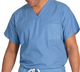 Picture of Scrub Shirt 2X-Large Ceil Blue 1 Pocket Short Cap Sleeve Unisex6796-2XL