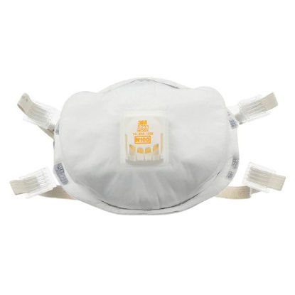 Picture of Particulate Respirator Mask 3M™ Industrial N100 with Valve Cup Elastic Strap One Size Fits Most White NonSterile Not RatedMMM 8233 / 908233