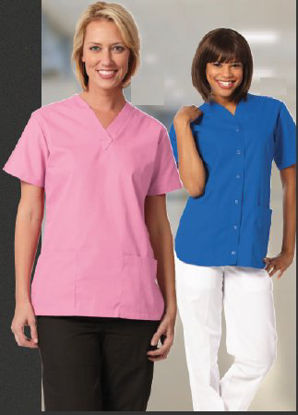 Picture of Scrub Shirt Poplin® Large Burgundy 2 Pockets Short Sleeve Female7324-L
