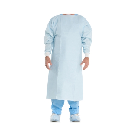 Picture of Over-the-Head Chemotherapy Procedure Gown One Size Fits Most Blue NonSterile ASTM F1670 / ASTM F1671 / ASTM F739 Disposable69606