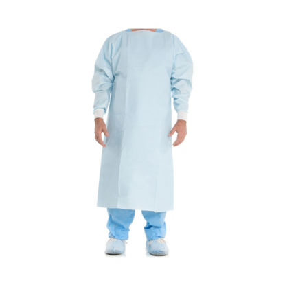 Picture of Over-the-Head Chemotherapy Procedure Gown One Size Fits Most Blue NonSterile ASTM F1670 / ASTM F1671 / ASTM F739 Disposable69606