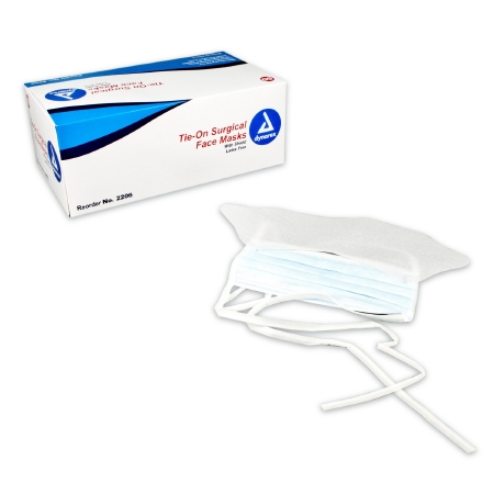 Picture of Surgical Mask with Eye Shield Dynarex Pleated Tie Closure One Size Fits Most White NonSterile ASTM Level 12206