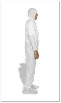 Picture of Cleanroom Coverall with Hood and Boot Covers X-Large White Disposable SterileTCBACV54ST-XL