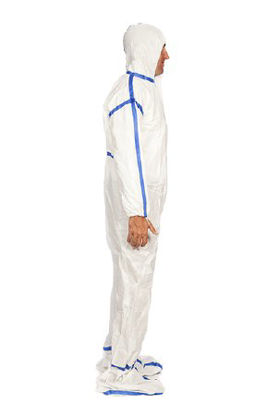 Picture of Cleanroom Coverall with Hood and Boot Covers Regular White Disposable SterileTCBACV54ST-R