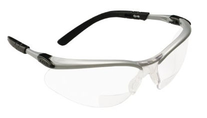 Picture of Safety Glasses with Readers 3M™ BX™ Antifog Coating Clear Tint Polycarbonate Lens Silver / Black Frame Over Ear One Size Fits Most11375-00000-20