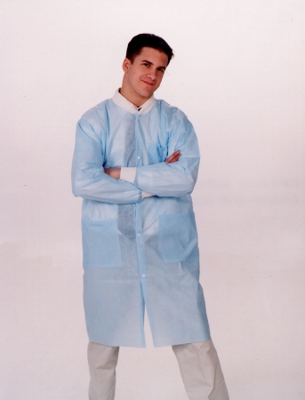 Picture of Lab Coat ValuMax® Sky Blue Medium Knee Length Disposable3290SBM