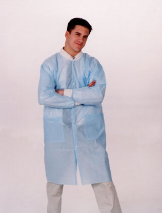 Picture of Lab Coat ValuMax® Sky Blue X-Large Knee Length Disposable3290SBXL