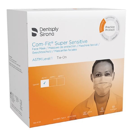 Picture of Procedure Mask Com-Fit® Super Sensitive Pleated Tie Closure One Size Fits Most White NonSterile ASTM Level 120344