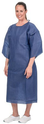 Picture of Patient Exam Gown One Size Fits Most Blue Disposable0456P