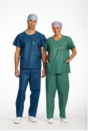 Picture of Scrub Shirt Barrier® 2X-Large Green 3 Pockets Short Set-In Sleeve Unisex18650