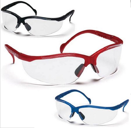 Picture of Safety Glasses Venture II™ Wraparound Anti-scratch Coating Clear Tint Polycarbonate Lens Blue Frame Over Ear One Size Fits Most1372-BL