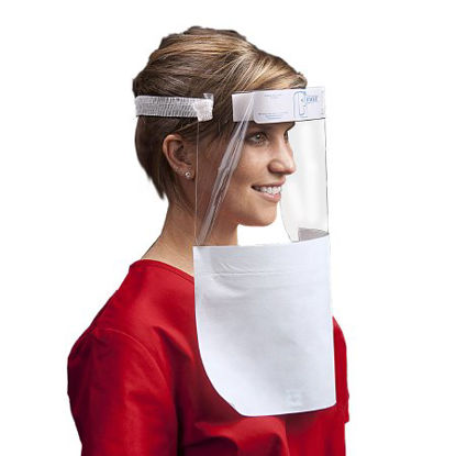 Picture of Face Shield with Extra Long and Wide Drape One Size Fits Most Full Length Anti-fog Disposable NonSterile18000W-100