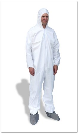 Picture of Cleanroom Coverall with Hood and Boot Covers Suntech 4X-Large White Disposable NonSterileCHSMP261-4XL