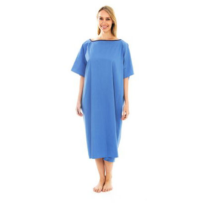 Picture of Patient Exam Gown One Size Fits Most Ceil Blue ReusableBLUE-DYED