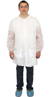 Picture of Lab Coat Safety Zone® White X-Large Knee Length DisposableDLWH-XL-E-EW