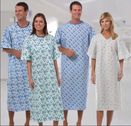 Picture of Patient Exam Gown Up to 3X-Large Blue Optix Print Reusable719-NS