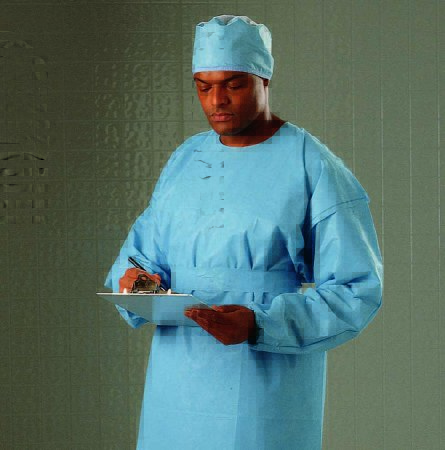 Picture of Protective Procedure Gown Halyard One Size Fits Most Blue NonSterile Disposable69127