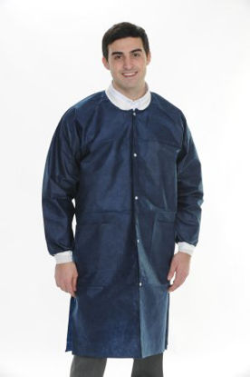 Picture of Lab Coat ValuMax® Extra-Safe™ Navy Blue Medium Knee Length Limited Reuse3660NBM