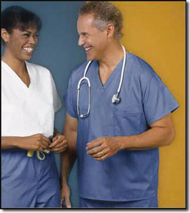 Picture of Scrub Shirt Small Ceil Blue 2 Pockets Short Sleeve Unisex6796 S