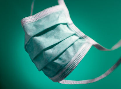 Picture of Surgical Mask Cardinal Health™ Pleated Tie Closure One Size Fits Most Blue NonSterile ASTM Level 1AT7505-P