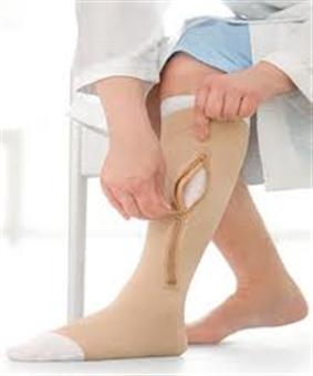 Picture of Compression Stocking with Liner JOBST® UlcerCARE ™ Knee High Large Beige Stocking: Open Toe, Liner: Closed Toe114487