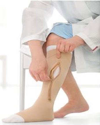 Picture of Zippered Compression Stocking and Liner JOBST® UlcerCARE ™ Knee High 2X-Large Beige Open Toe114489