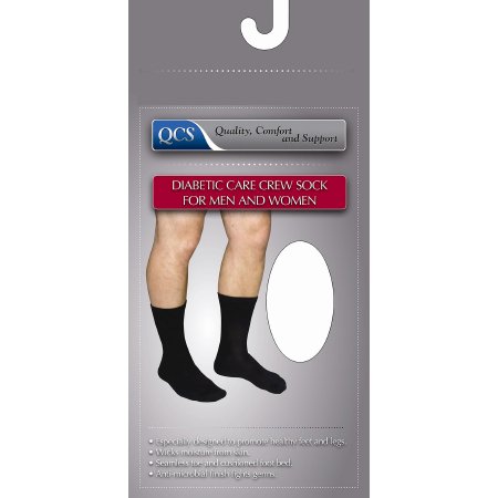 Picture of Diabetic Socks QCS Crew Large White Closed Toe1680 WHI LG
