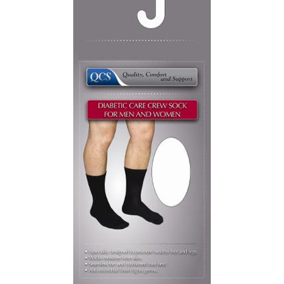 Picture of Diabetic Socks QCS Crew Large White Closed Toe1680 WHI LG