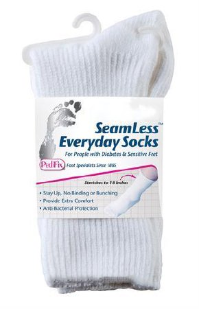 Picture of Diabetic Socks SeamLess™ Calf High X-Large White Closed ToeP795-XL