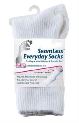 Picture of Diabetic Socks SeamLess™ Calf High X-Large White Closed ToeP795-XL