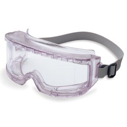 Picture of Safety Goggles Uvex Futura® Fit Over Antifog Coating Clear Tint Polycarbonate Lens Clear Frame Elastic Strap One Size Fits MostS345C