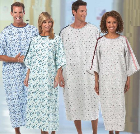Picture of Patient Exam Gown Up to 3X-Large Blue Optix Print Reusable727 NS