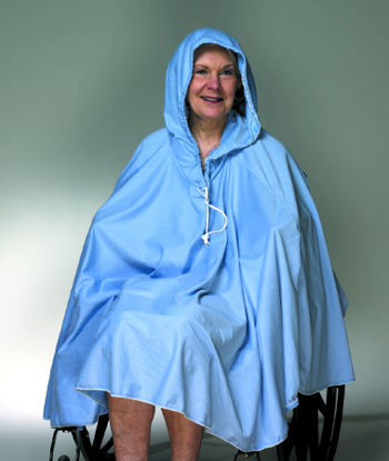 Picture of Shower Poncho Blue One Size Fits Most Over-the-Head Drawstring Closure Unisex909120