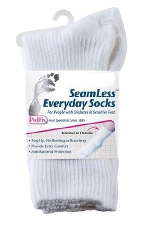 Picture of Diabetic Socks SeamLess™ Calf High Medium / Large White Closed ToeP795-M/L