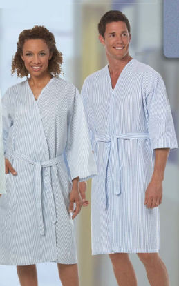 Picture of Patient Robe Unisex 2X-Large Blue Stripe Reusable1840-2XL