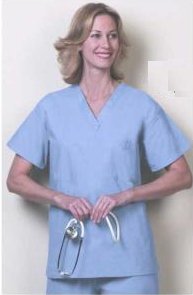 Picture of Scrub Shirt X-Large Navy Blue 1 Pocket Short Set-In Sleeve Unisex6719-XL