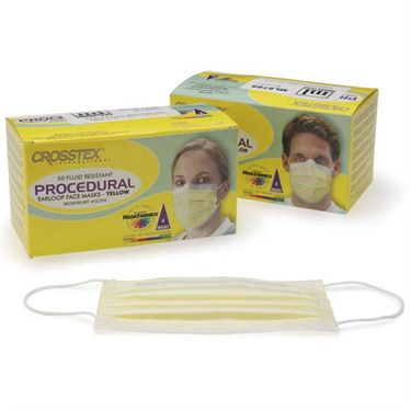 Picture of Procedure Mask Crosstex® Pleated Earloops One Size Fits Most Yellow NonSterile ASTM Level 28788