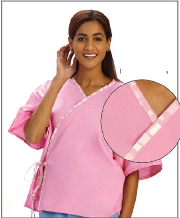 Picture of Exam Jacket Simply Soft® Pink One Size Fits Most Front Opening Waist Tie Closure Female619