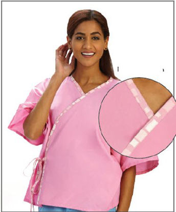 Picture of Exam Jacket Simply Soft® Pink One Size Fits Most Front Opening Waist Tie Closure Female619