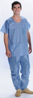 Picture of Scrub Shirt Easy Breathe X-Large Ceil Blue 1 Pocket Short Sleeve3520U-CBXL