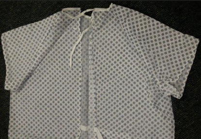Picture of Patient Exam Gown One Size Fits Most White Print Reusable100714