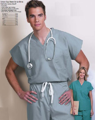 Picture of Scrub Shirt X-Large Ceil Blue 1 Pocket Short Cap Sleeve Unisex6792-XL