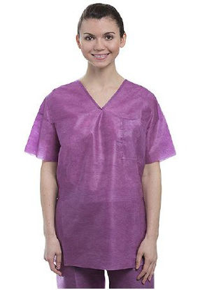 Picture of Scrub Shirt Easy Breathe Small Cranberry 1 Pocket Short Sleeve3520V-CYS
