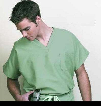 Picture of Scrub Shirt Large Sage 1 Pocket Extra Long Cap Sleeve Unisex78750-L