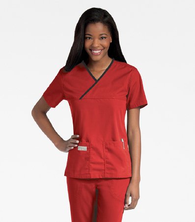 Picture of Scrub Shirt Urbane Performance Small True Red / Black 2 Pockets Short Sleeve Female9534TRBKPS