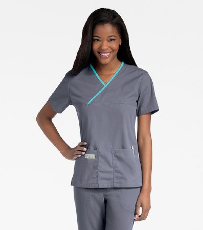 Picture of Scrub Shirt Urbane Performance Medium Steel Gray / Aqua 2 Pockets Short Sleeve Female9534STAQPM
