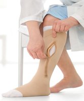 Picture of Zippered Compression Stocking and Liner JOBST® UlcerCARE ™ Knee High / Right X-Large Beige Closed Toe114523