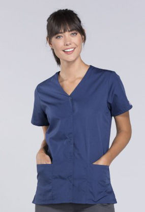Picture of Scrub Shirt Cherokee Medium Navy Blue 2 Pockets Short Sleeve Female4770-MD