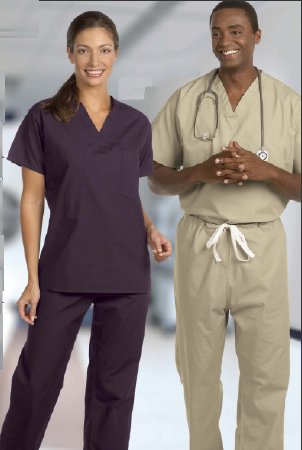 Picture of Scrub Shirt Large Navy Blue 1 Pocket Short Set-In Sleeve Unisex6694-L